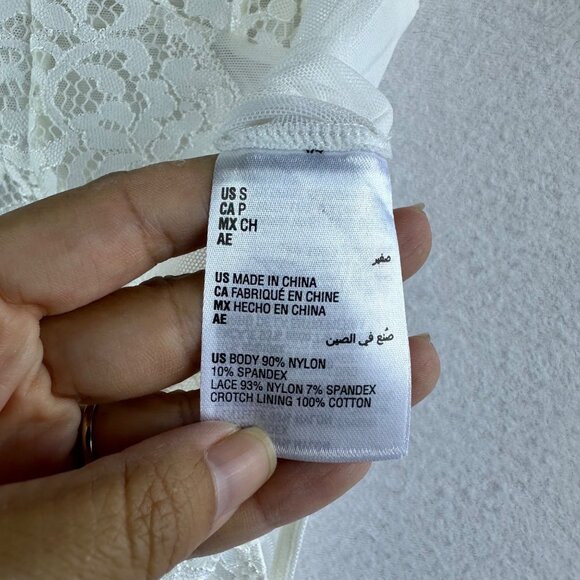 NWT INC Intimates Lingerie Sheer Lace Bodysuit White Cheeky Festival Size Small - Picture 8 of 14